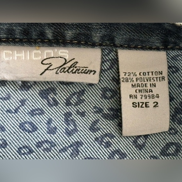 Chico's Platinum Blue Denim Jacket with Ruffle Trim - Picture 3 of 7